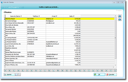 Listagens rápidas de Utilizador para Ecrãs 